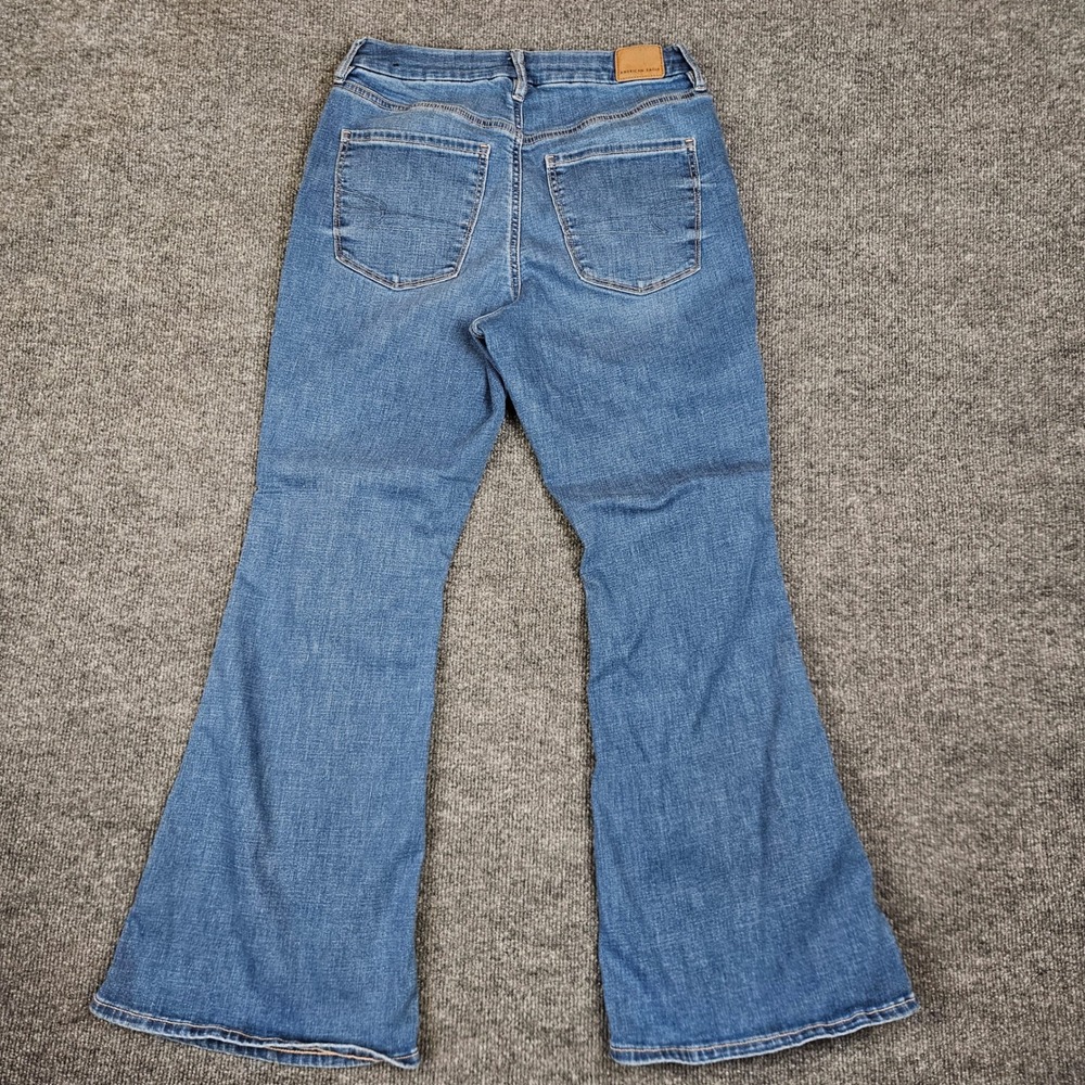 American Eagle Curvy Super High Rise Flare Jeans Women's 10 SHORT Stretch - Picture 8 of 11